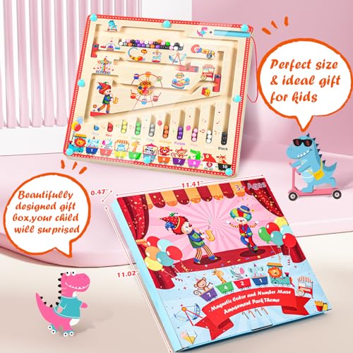 Magnetic Color & Number Maze - Montessori Wooden Puzzle Toy For Kids 3+ Years