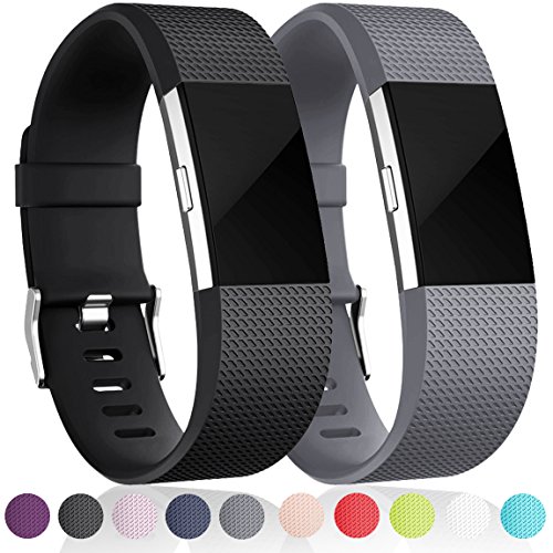 For-Fitbit-Charge-2-Bands2-Pack-Maledan-Replacement-Accessory-Wristbands-for-Fitbit-Charge-2-HR-Black-Gray-Large
