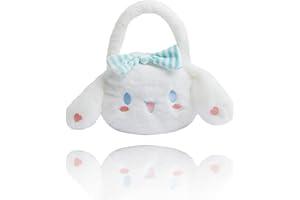 ROFOLO Cute Big Ear Dog Soft Plush Handbags, Anime tote bag for Girls, Kawaii Purse Anime Cartoon messenger bag for women outing