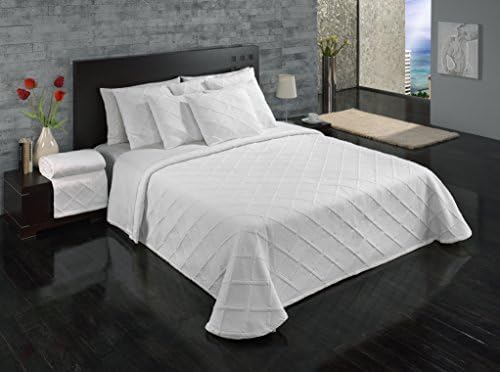 Europa Fine Linens Evora Matelasse Bedding, Bedspread King Size 120-Inch by 120-Inch, White