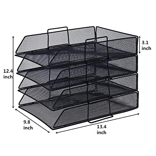 Desk Organizer - 4 Tier Stackable Letter Trays - Metal Mesh Paper Trays, Office Organizer by Delifox