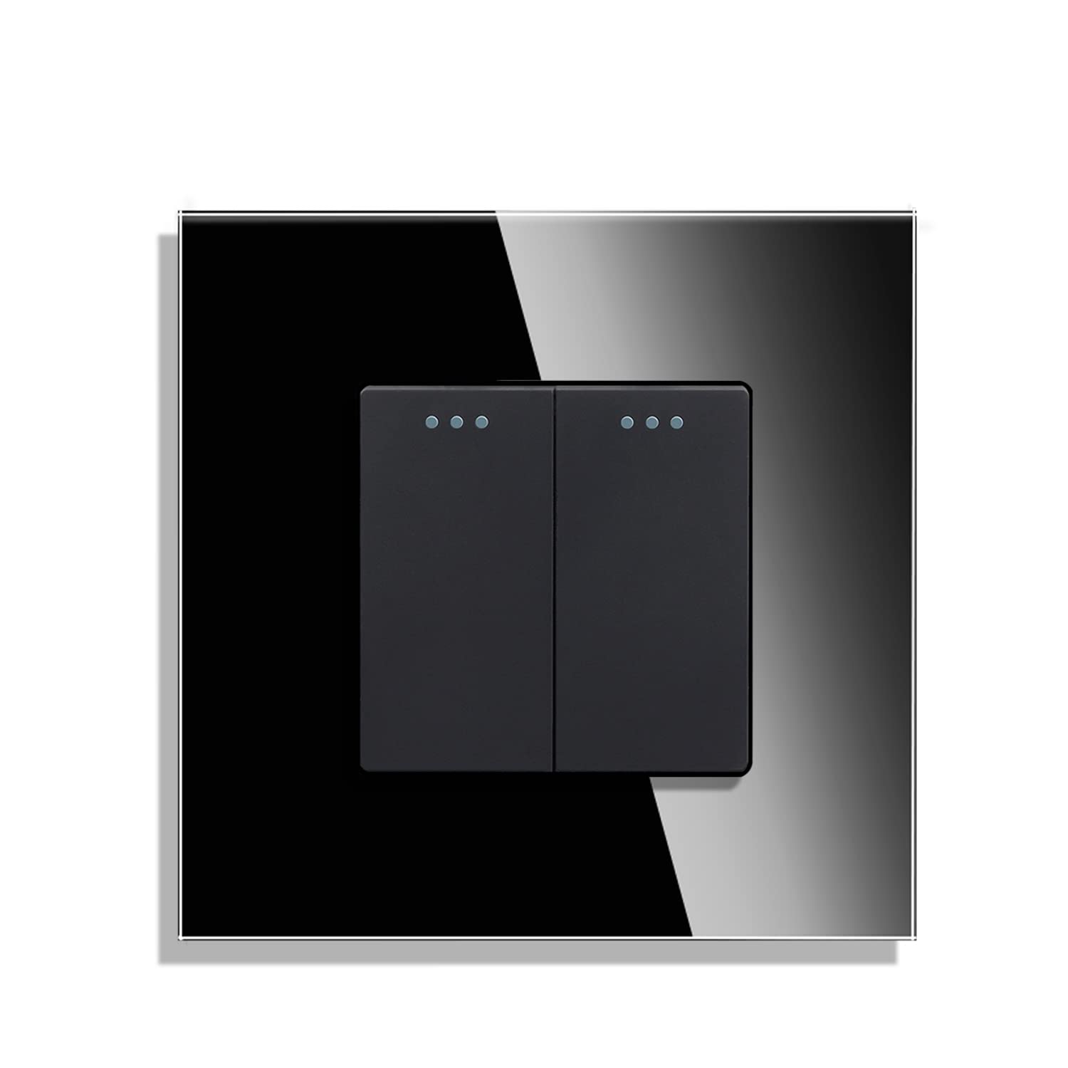CNBINGO 2-Way Rocker Button Light Switch, Glass Panel Wall Switch