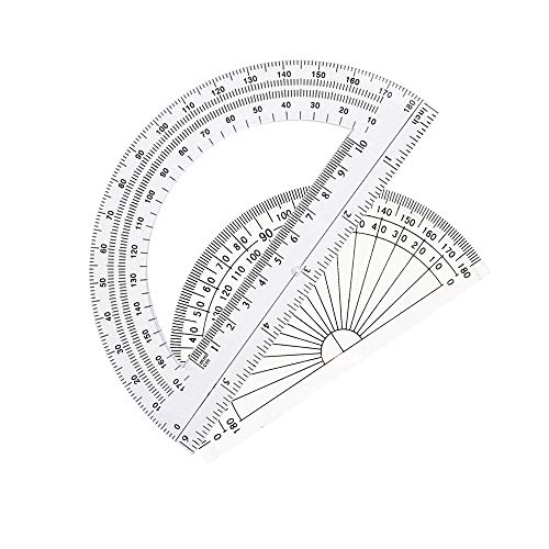 Leline's Plastic Protractor 180 Degree, 2pcs Student Math Protractors 4-inch and 6-inch Long, Clear