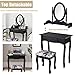 Giantex Vanity Set with Oval Mirror and Cushioned Stool, Wood Dressing Table with Drawers Storage Shelf, Bedroom Bathroom Makeup Table with Rotatable Mirror for Girls Women (Black, 1 Drawer)