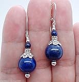 Elegant Handmade Beautiful Blue Lapis Lazuli Gemstone Silver Leverback Earring