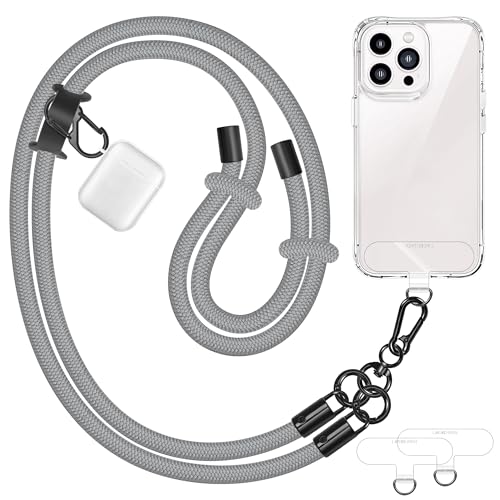 UKON Mobile Phone Lanyard Crossbody Phone Strap, Adjustable Nylon Neck Strap with 2pcs TPU Patchs Anti Theft Body Straps for iphone