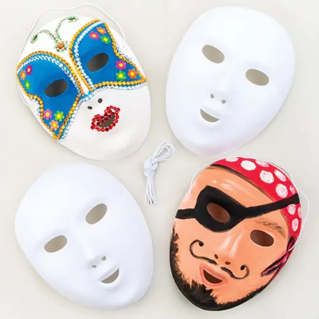 Baker Ross EK3083 Mask Kits, White, 18cm x 16cm