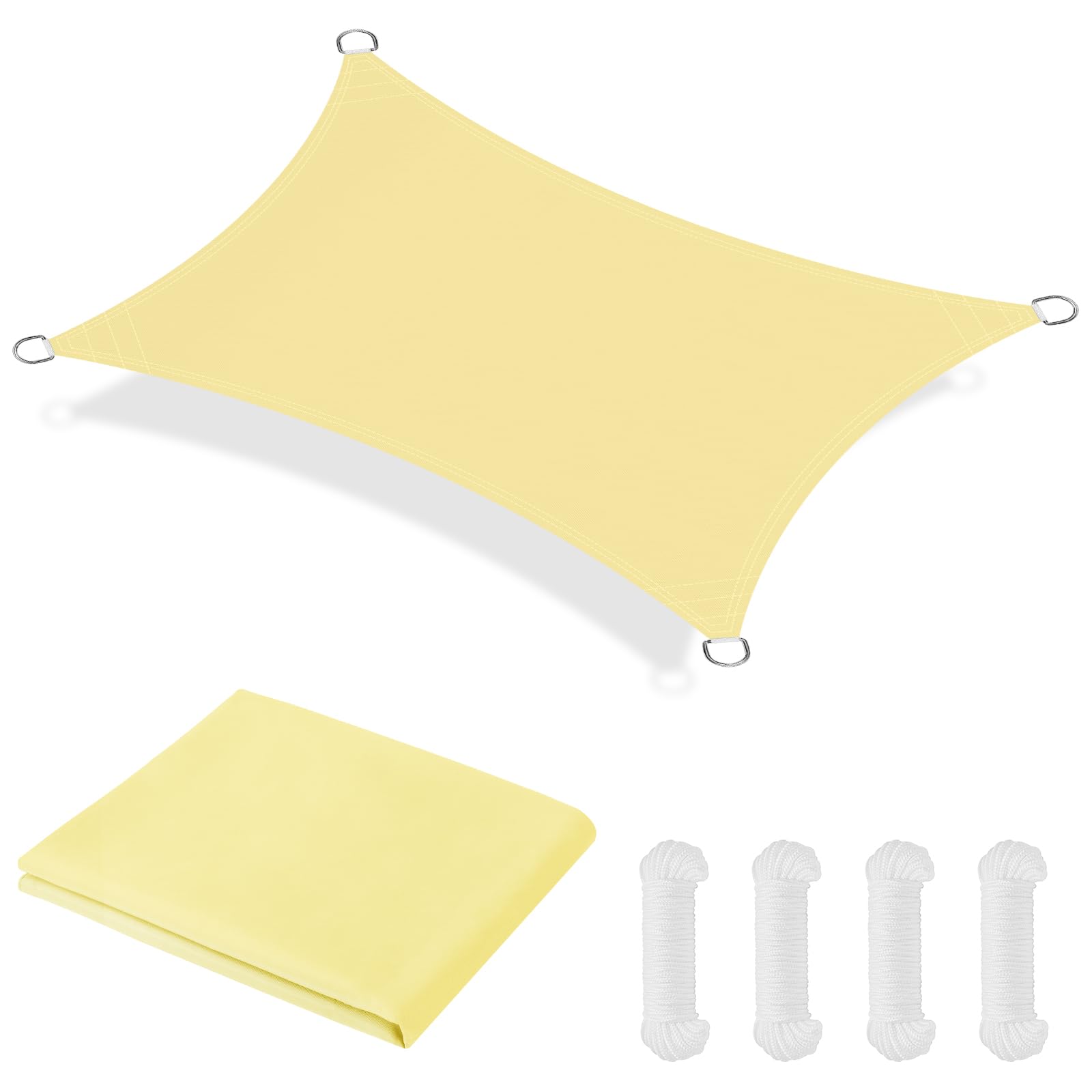 OFFCUP Sun Shade Sail, 2m x 3m Rectangle Awning Canopy, 160gsm Waterproof Shade Sail Garden Sun Sail Patio Canopy 90% UV Block with Free Rope, for Outdoors, Garden, Patio, Yard, Party (Beige)