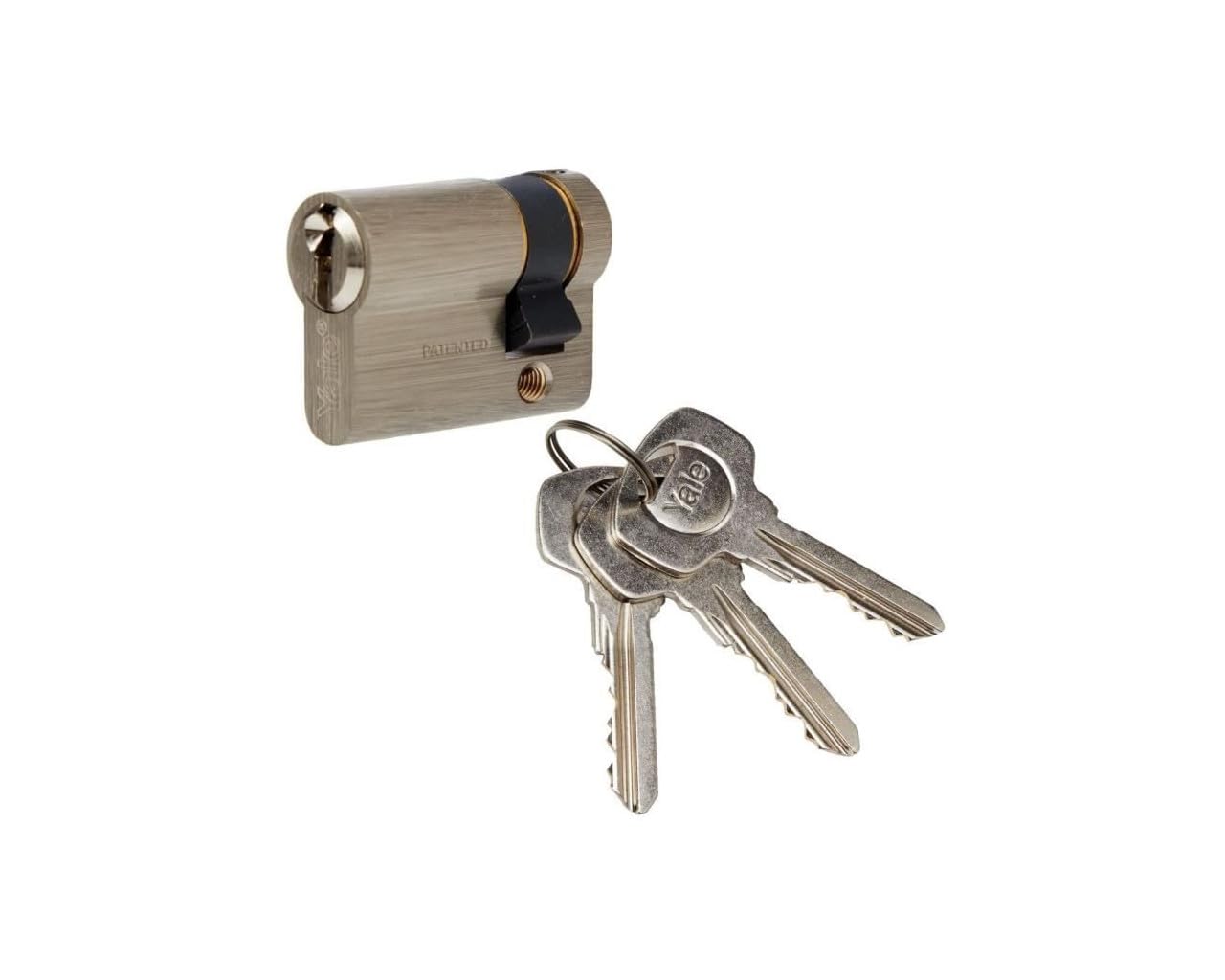Yale YC500+ Half Cylinder Lock 30 x 10 mm, 5 Pins - Exterior Door, Entrance Door, Garage Door - 3 Keys, Nickel-Plated