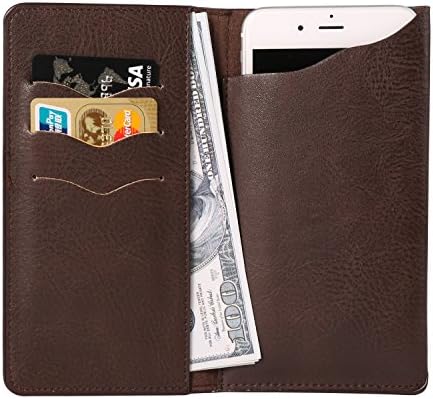 5.7" Universal Vertical Cell Phone Protective Sleeve Wallet Holster Compatible for Apple iPhone Xs Max / 8 Plus/LG V40 ThinQ/Motorola Z3 Play/Nokia 7 Plus/HTC U12 Life/Huawei Mate 20 (Brown)