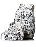 Leaper Cute Owl Pattern School Backpack Set Bookbag Shoulder Bag Pencil Bag 3PCS Black