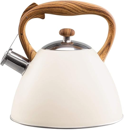 ORION GROUP Emaille-Wasserkocher 1.75 Liter - Retro Flötenkessel Für Alle Herdarten (Induktion, Gas, Ceran), Mit Pfeife (rote Punkte)