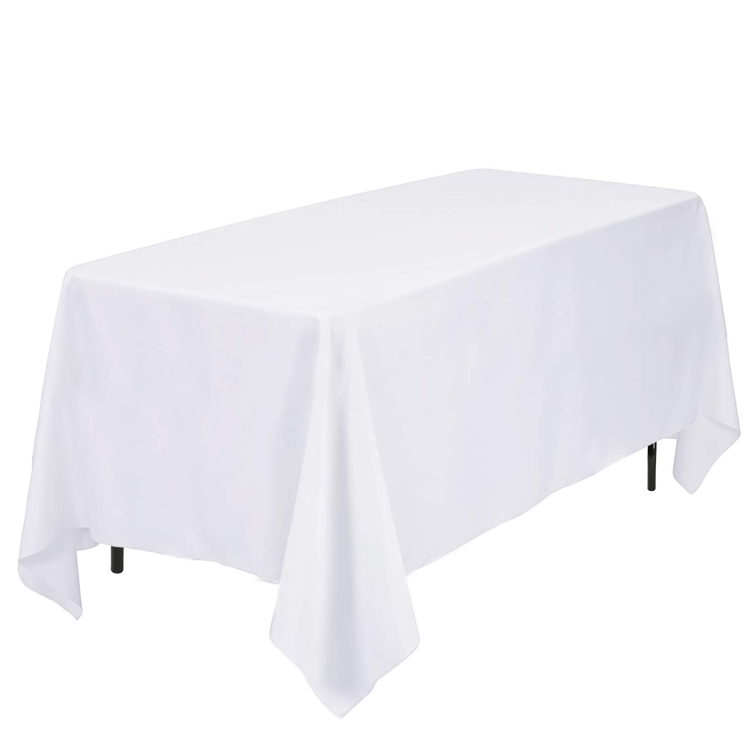 Kapwall White Table Cloth - 60X102Inch (152x260cm) Polyester Rectangle table cloth For 6 Foot Table in Washable Stain and Wrinkle Resistant - Great For Wedding, Restaurant, Party, Banquet Decoration.