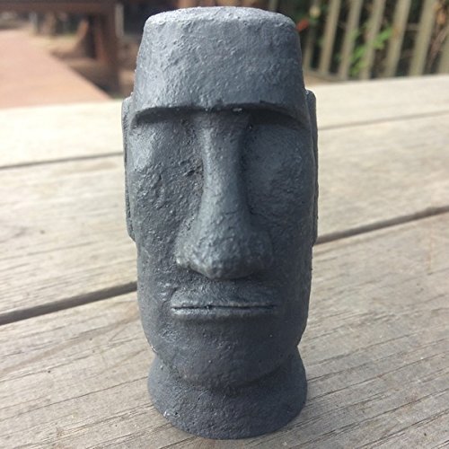 Ornate stone Easter Island Head (moai) ornaments figurines set of 3