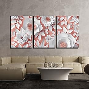 Digital 3D Paper Flower - Canvas Art Wall Art - 16" x 24" x 3 Panels