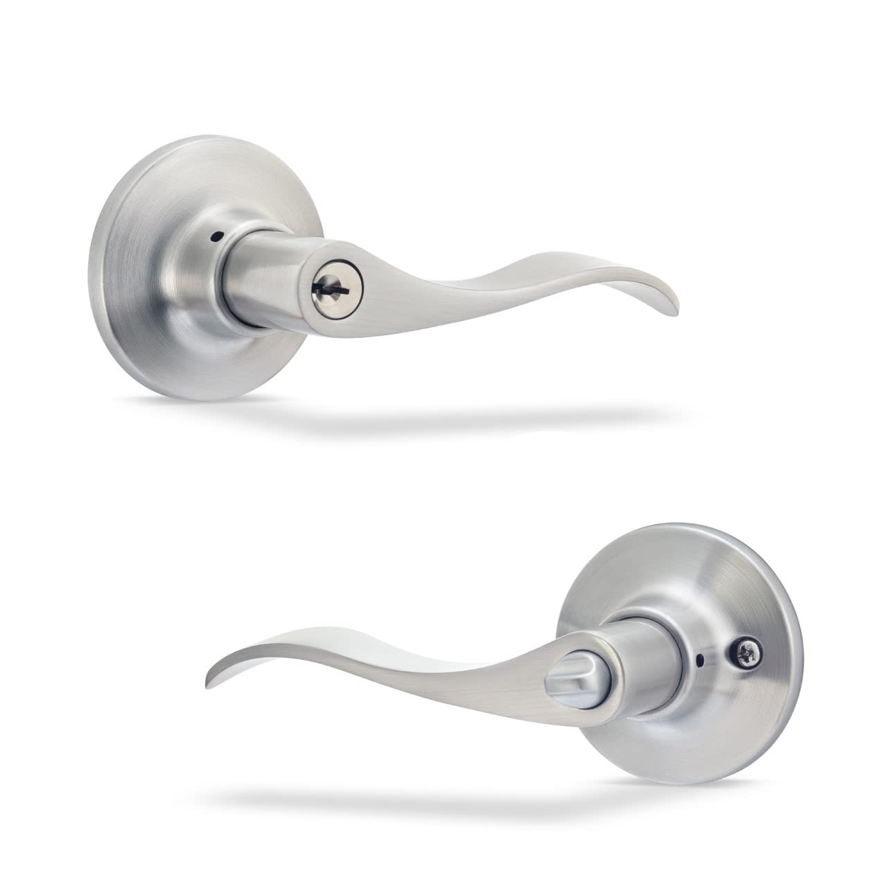 hentel Wave Lever Keyed Door Lock, Stain Nickel