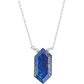 SUNSHINEGEMS Natural Lapis Lazuli fancy Hexagon Necklace, Polished Gemstone, Healing Crystals, Gift for Her, Birthday, Gemstone Jewelry 18 inch Weight 10 carat Stone Size Approx 10 MM (Lapis Lazuli)