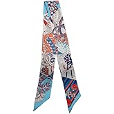 JERLA 100% Mulberry silk Scarf Head Hair Ribbon Handbag Handle wrap Tie Bundle Neckerchief Scarf for women