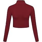 Kindcall Lightweight Mock Turtleneck Crop Tops Long Sleeve Casual Base Layer for Women