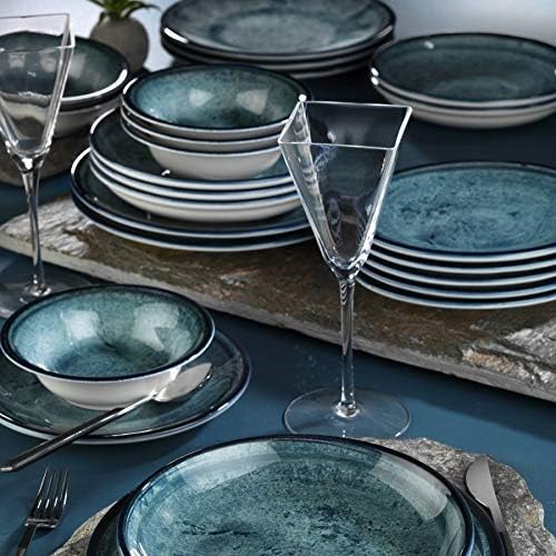 Mitterteich Set for 6 People in Round Shape consisting of 6 Breakfast Plates, 6 Dinner Plates, 6 Deep Plates and 6 Bowls, Porzellan