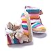 DZT1968® Baby Girl Rainbow Stripe Coral Fleece Snow Boots Shoes With Bowknot (0~6 Months)