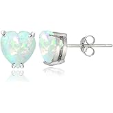 Sterling Silver Genuine, Created or Simulated Birthstone Gemstone 5mm Heart Stud Earrings