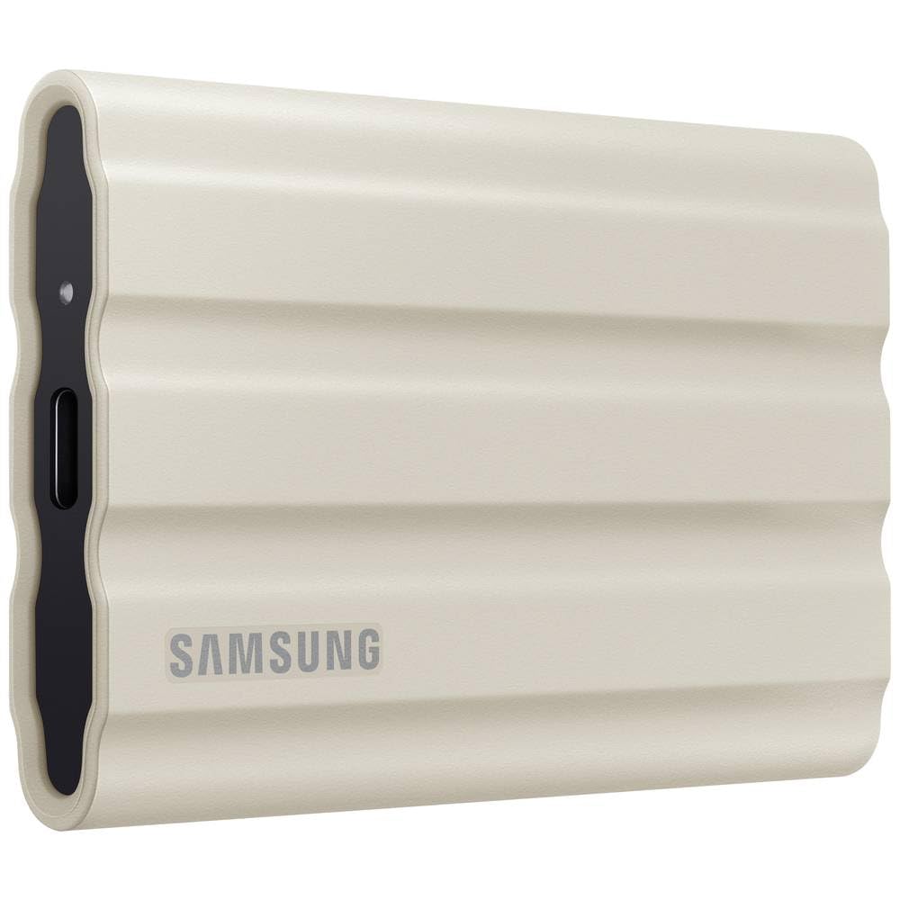 Samsung Portable SSD T7 Shield, 1 TB, USB 3.2 Gen.2, 1.050 MB/s Lesen, 1.000 MB/s Schreiben, Robuste externe Festplatte Outdoor für Mac, PC und Smartphone, Beige, MU-PE1T0K/EU