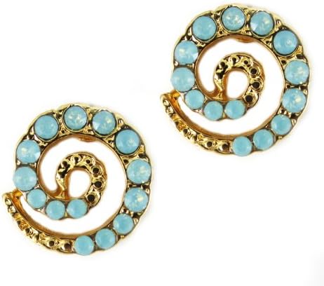 Mariana Gold Plated Spiral Post Earrings with Pacific Opaque Swarovski Crystal
