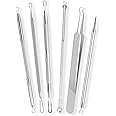 [6 Pcs] Blackhead Remover Tools for Acne - Surgical Stainless Steel Pimple Popper Tool Kit, Comedones & Blemish Extraction Kit