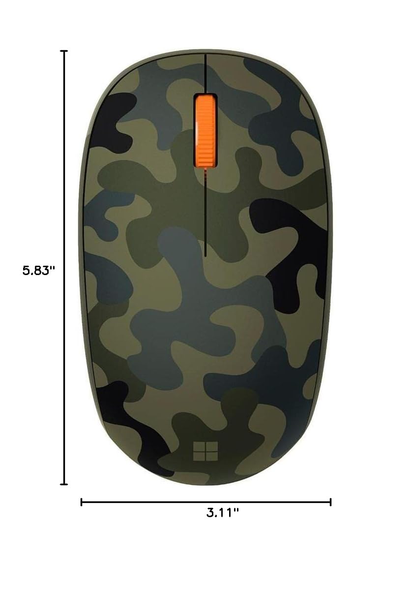 Microsoft Bluetooth Mouse - Forest Camo. Compact, Comfortable Design, Right/Left Hand Use, 3-Buttons, Wireless Bluetooth Mouse for PC/Laptop/Desktop, Works with for Mac/Windows Computers