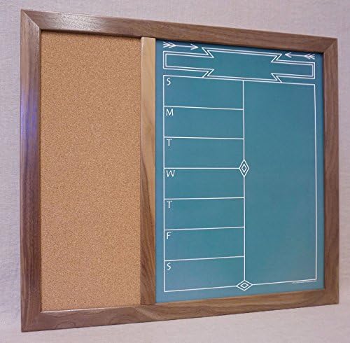 Green "Southwestern Chalkboard" Weekly Calendar w/ Cork Bulletin Board Wall Command Center