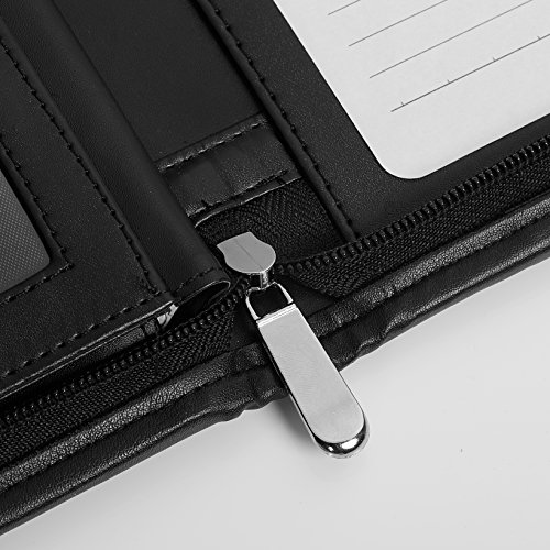 Business Portfolio Padfolio Binder Premium PU Leather Professional Padfolio, Interview Resume Portfolio Binder with Secure Zippered Closure IPad/Tablet Sleeve - Notepad & Business Card Holder