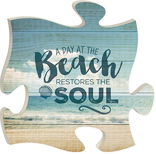 Day at the Beach Restores the Soul 12 x 12 Wall Hanging Puzzle Piece Plaque