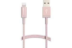 �鶹�� Basics Nylon USB-A to Lightning Cable Cord, MFi Certified Charger for Apple iPhone, iPad, Rose Gold, 3-Ft