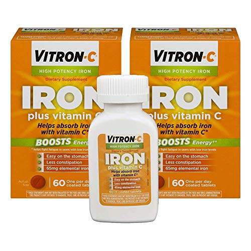 Vitron-C High Potency Iron Supplement with Vitamin C, Pack of 3 (60 Count Each) 4tklBc