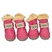 WINSOON Dog Australia Boots Pet Antiskid Shoes Winter Warm Skidproof Sneakers Paw Protectors 4 Pcs Set (Size 2, Pink)
