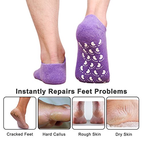 Codream Men S Moisturizing Gel Socks Feet Care Ultimate Treatment For Dry Cracked Rough Skin On Feet With Spa Quality Botanical Gel Set Of 2 Pairs Black And Purple Amazon In Beauty
