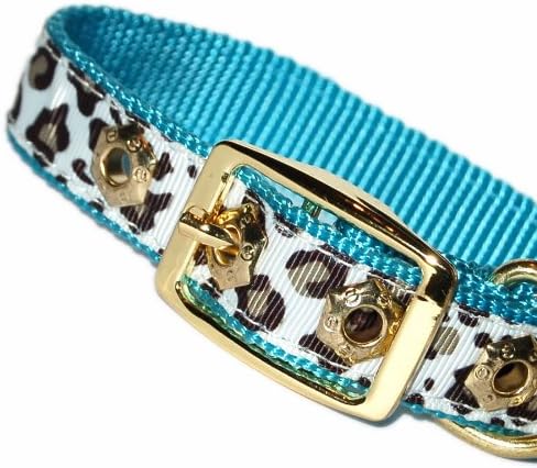Stinky G Leopard Print Nylon Dog Collar with Gold Plated Hardware
