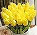 FatColo 10 Pcs/Lot PU Stunning Holland Mini Tulip Flower Real Touch Wedding Flower Artificial Flowers Silk Plants for Room Home Hotel Party Event Decoration Multi-Color (Yellow)