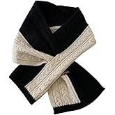 Caistre Winter Knit Scarf for Women Warm Color Blocking Neck Warmer Lightweight Fashion Short Cross Scarfs Shawls Wraps