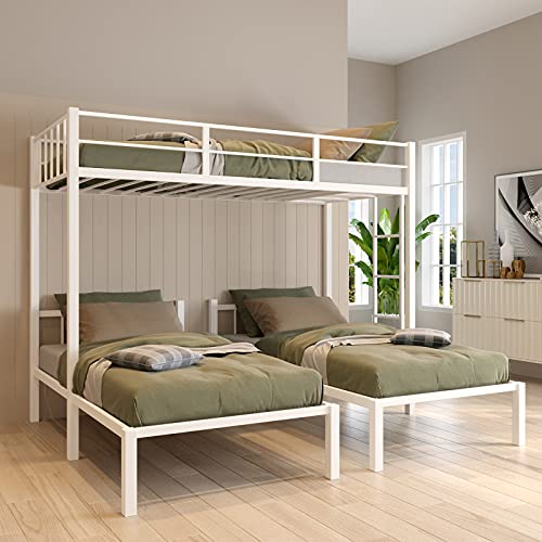 Triple Bunk Beds,Tmosi 3 Twin Bunk Beds for Kids Teens Adults,Metal
