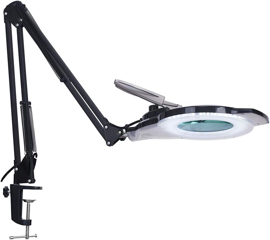 Led Magnifying Lamp Clamp Reading Craft Sweing 1,200 Lumens Dimming