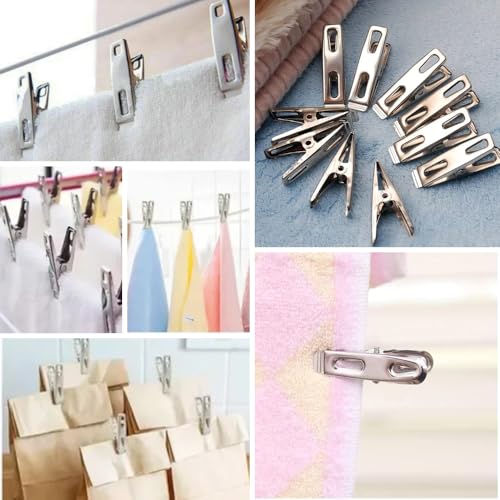 Kit 40 Prendedores de Roupa em Aço Inox Resistente - Pregador de Roupa Inox para Varal, Embalagens, Papelaria - Kit Prendedores Premium Duráveis, Fortes e Resistentes ao Sol e Vento - Amel (40)