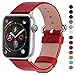Fullmosa Leather Bands Compatible with Apple Watch Band 41mm 40mm 38mm 42mm 44mm 45mm 46mm 49mm Women Men for iWatch Series 11/10/9/8/7/6/5/4/3/2/1,Ultra3/2/1,SE3/2/1, 42mm 41mm 40mm 38mm, Red/Silver