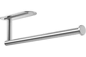 Silver Paper Towel Holder Under Cabinet – Self Adhesive or Drilling Mount, Wall Mounted Paper Towel Rack for Kitchen & Bathro