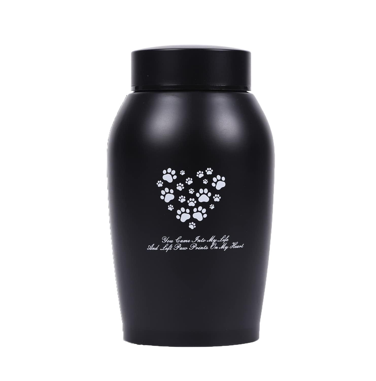 Paw Print Keepsake Urns - Pet Memorial Urns for Dog & Cat Ashes (Medium, Black)