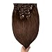 Lovbite Drak Brown 24Inch Clip in Hair Extensions 7Pcs 100g Double Weft Straight Hair Extensions Clip in Human Hair Total 16Clips in Extensions for Women