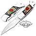 Best.Buy.Damascus1 Blue Wood Custom 5.5'' Handmade Double Bloster Stainless Steel Folding Pocket With Back Lock Come With Leather Sheath Prime Quality (Multi Wood)