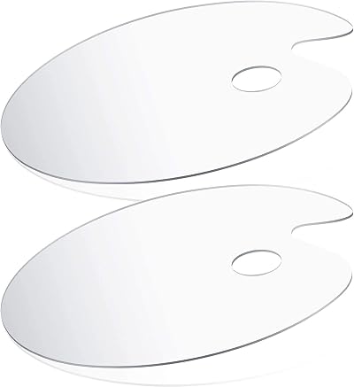 Mu Mianhua 2 Clear Acrylic Paint Palettes Oval Non-Stick Thumb Hole