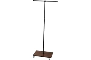 SSWBasics Boutique Pipe 2-Way Straight Arm Clothing Rack with Dark Walnut Wood Base
